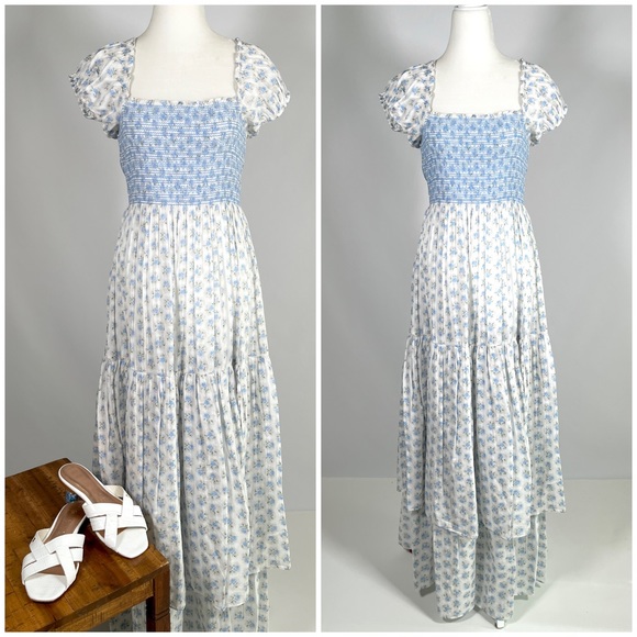LOVESHACKFANCY Anzie powder blue maxi cottagecore dress - Picture 3 of 14